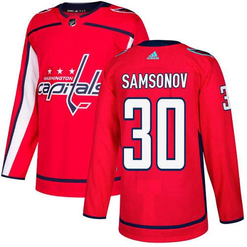 Cheap Men Adidas Washington Capitals 30 Ilya Samsonov Red Home Authentic Stitched NHL Jersey